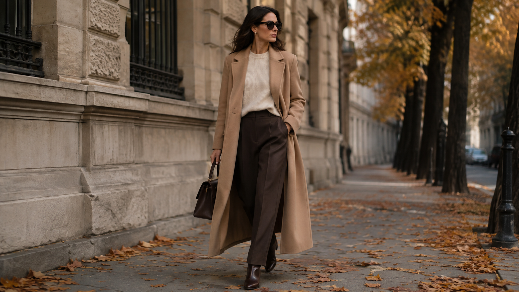 Long Wool Coat + Fine Knit Quiet Luxury Fall Outfits 2026